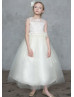 3D Flower Tulle Flower Girl Dress